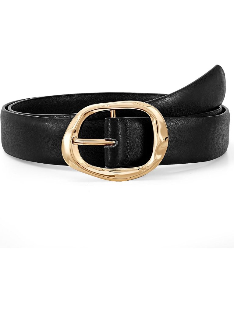 Stylish Women's Leather Waist Belt For Jeans & Pants - Casual Fashion With Gold